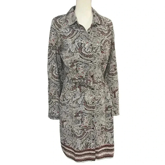 NYDJ size 10 shirt dress EUC black, red paisley with “lift-tack” technology - Picture 1 of 14
